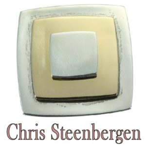 Vintage Chris Steenbergen Gold and Silver Square Brooch