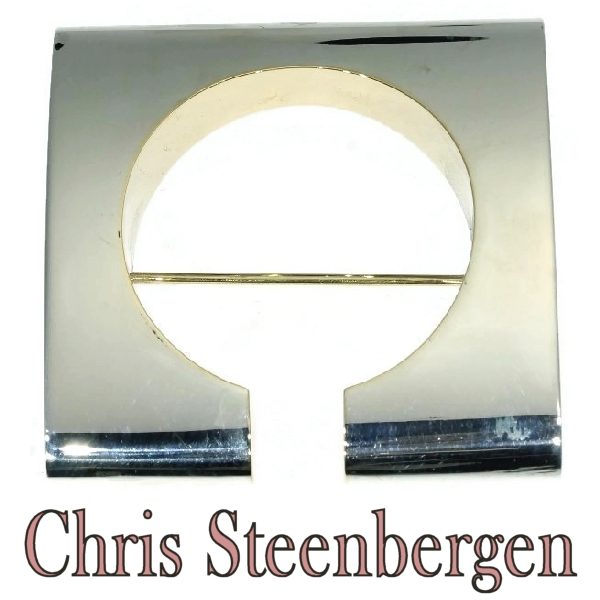 Vintage Chris Steenbergen Silver and Yellow Gold Brooch