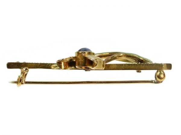 Antique Art Nouveau Enamelled Sapphire and Diamond Set Brooch, 18ct Gold