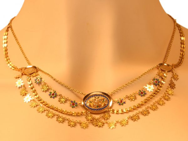 Antique Georgian French Enamelled Gold Collar Necklace