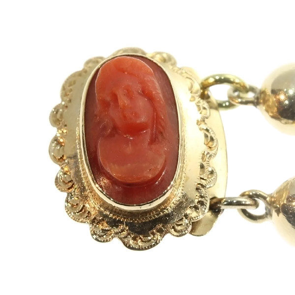 Antique Victorian Coral Cameo Bracelet