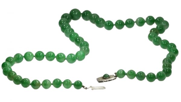 Antique Art Deco Certified Jadeite Necklace