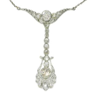 Antique Belle Epoque Diamond Pendant, White Gold