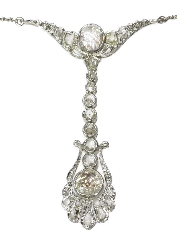 Antique Belle Epoque Diamond Pendant, White Gold