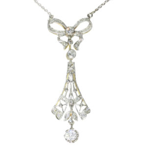 Antique Belle Epoque Diamond Necklace with Bow Motif