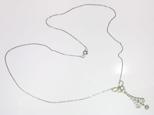 Antique Belle Epoque Diamond Necklace with Bow Motif