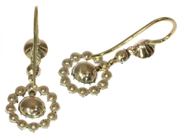 Antique Georgian Rose Cut Diamond Ear Pendants