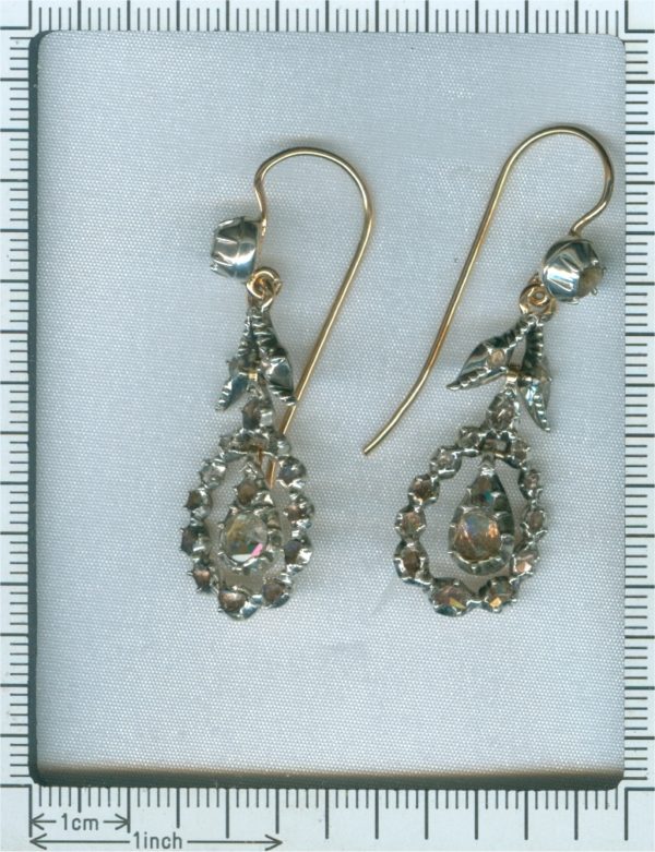 Antique Georgian Rose Cut Diamond Pendant Earrings