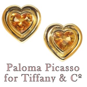 Vintage Paloma Picasso for Tiffany and Co Citrine Heart Shaped Ear Clips