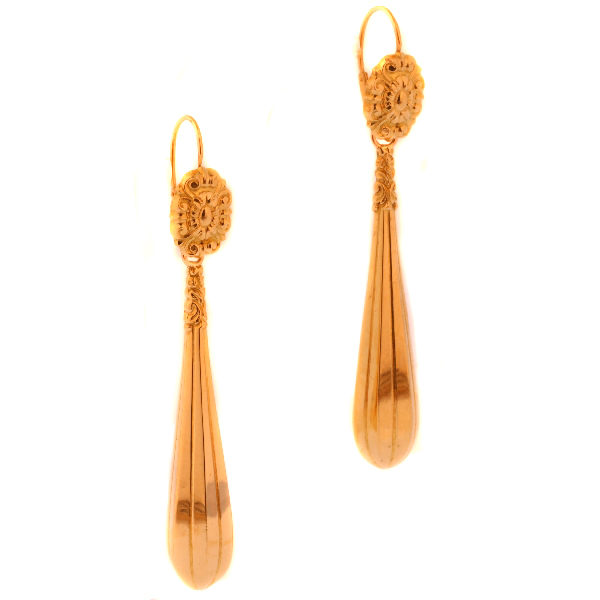 Antique gold drop baton pendant earrings victorian