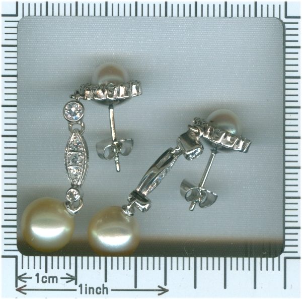 Vintage Diamond and Pearl Drop Earrings