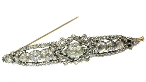 Antique Victorian Rose Cut Diamond Bar Brooch