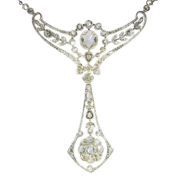 Belle Epoque Antique Diamond Pendant Necklace By Wolfers