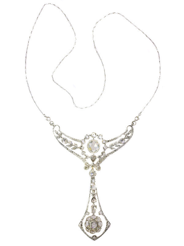 Belle Epoque Antique Diamond Pendant Necklace By Wolfers