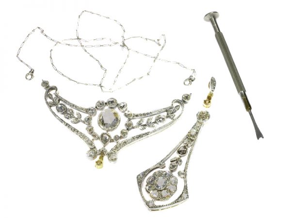 Belle Epoque Antique Diamond Pendant Necklace By Wolfers