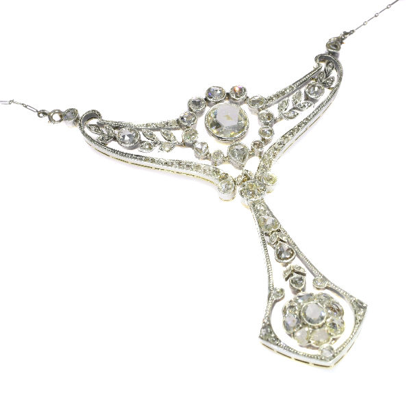 Belle Epoque Antique Diamond Pendant Necklace By Wolfers