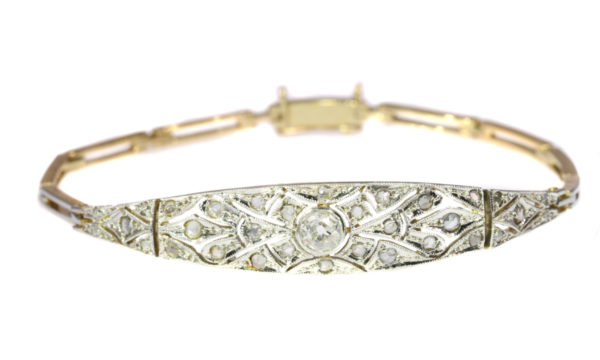 Antique Art Deco Diamond Bracelet in 18ct Yellow and White Gold