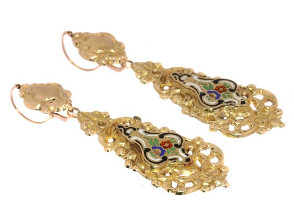 Antique Victorian Enamelled Gold Earrings