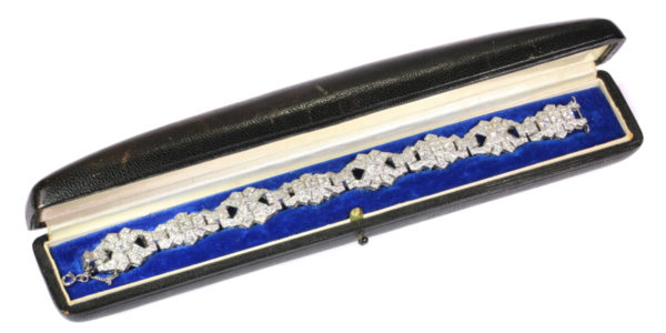 Vintage 1950s Platinum Diamond Bracelet Art Deco Style