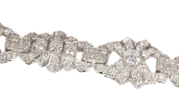 Vintage 1950s Platinum Diamond Bracelet Art Deco Style