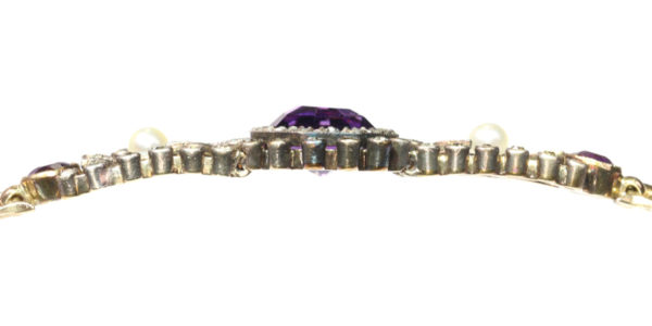 Antique Victorian Gold Bracelet with Amethyst Diamonds and Pearls