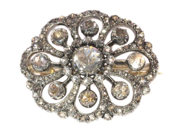 Antique Victorian Dutch Rose Cut Diamond Brooch