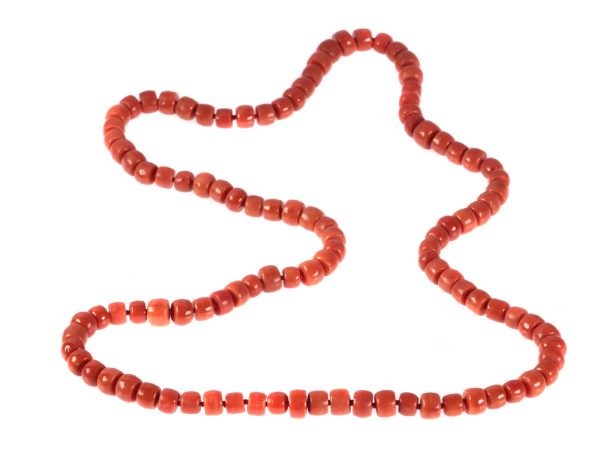 Antique Victorian Blood Coral Long Necklace