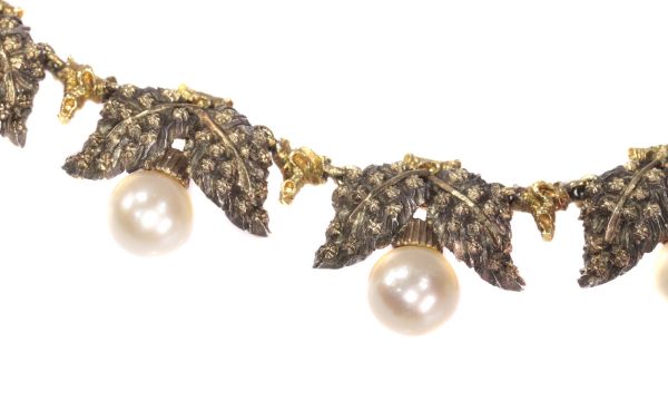 Vintage Fifties Mario Buccellati Gold and Silver Pearl Grape Necklace