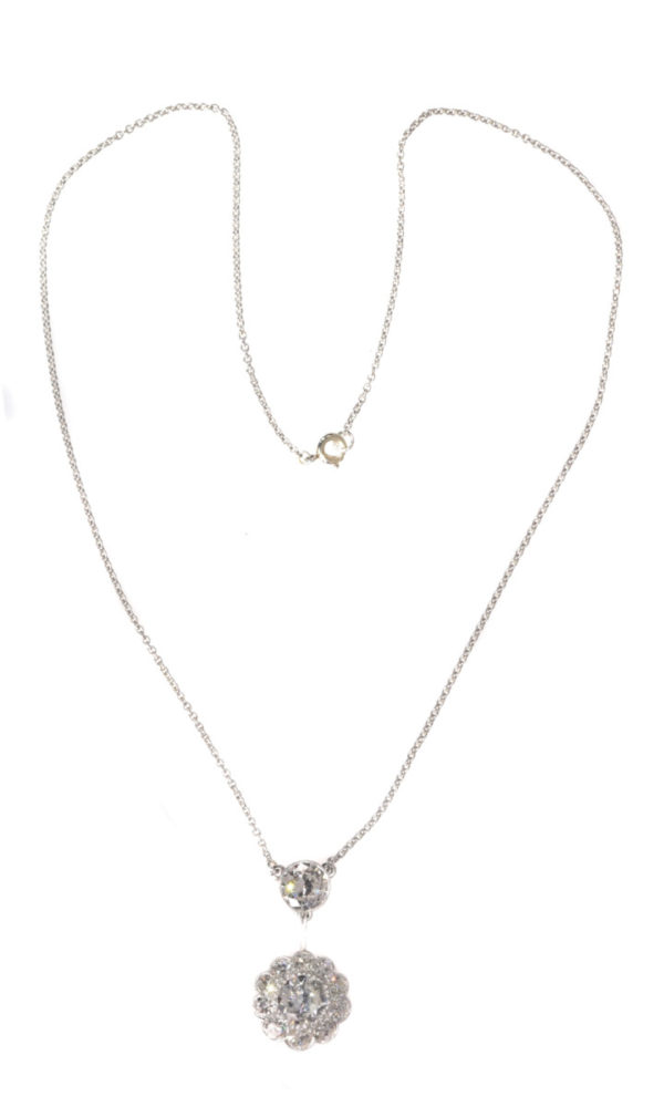Vintage Diamond Cluster Pendant Necklace, 4.29 carats - Jewellery Discovery