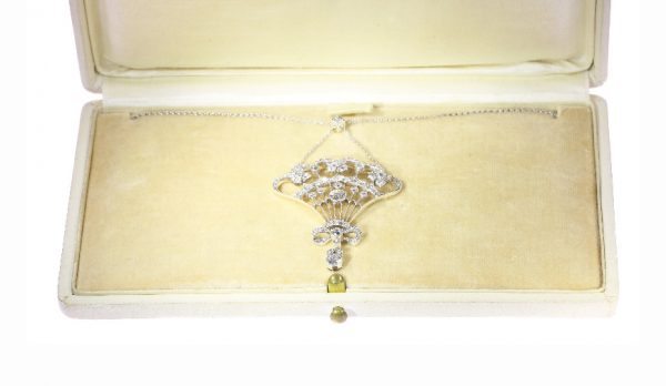 Belle Epoque Old Cut Diamond Pendant, 2.30cts, Silver and Gold, c.1900