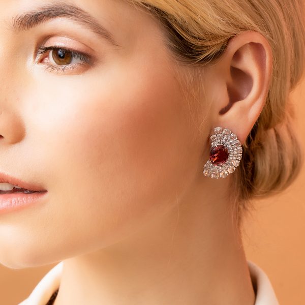 Rubellite and Diamond Stud Earrings