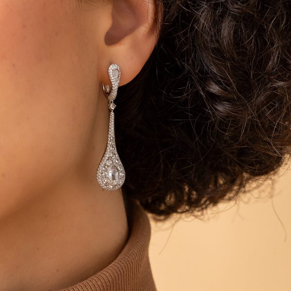 Rose Cut Diamond Drop Earrings, 4.30 carats