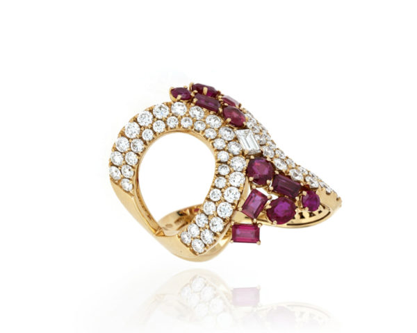 Fine Ruby and Diamond Set Ring, 18ct Yellow Gold