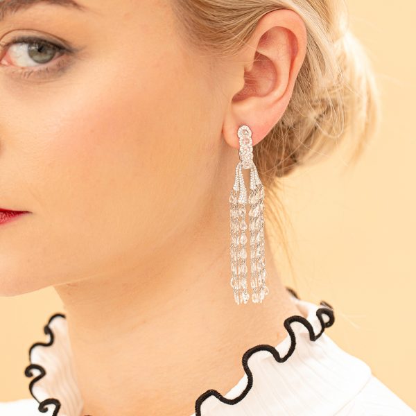 Rose Cut Diamond Tassel Drop Earrings, 12.64 carats