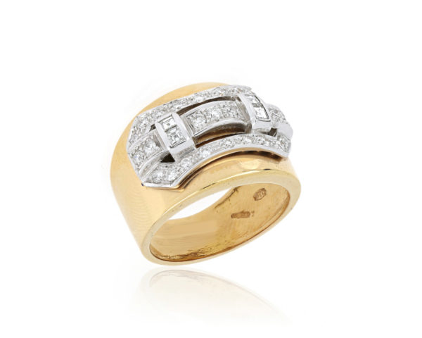 Diamond Set Buckle Ring, 18ct Yellow and White Gold