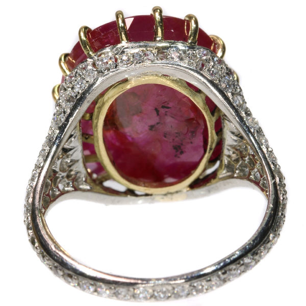 Antique Art Deco 13.50ct Ruby and Diamond Platinum ring