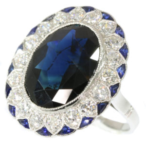 Antique Art Deco Sapphire Diamond Platinum Ring