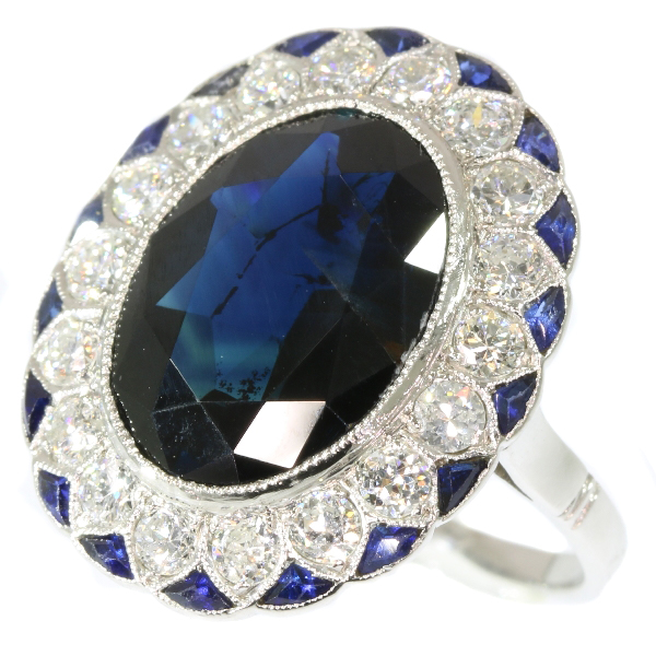 Vintage Art Deco Style Sapphire Diamond 