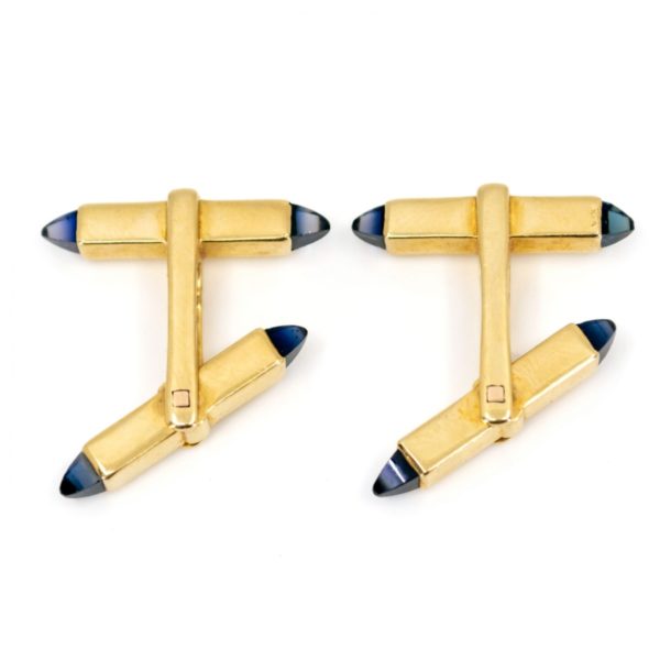 Vintage 1940's Sapphire Gold Stirrup Cufflinks