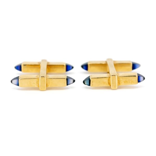 Vintage 1940's Sapphire Gold Stirrup Cufflinks
