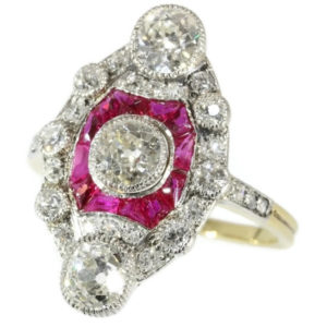 Antique Belle Epoque Diamond Ruby Ring