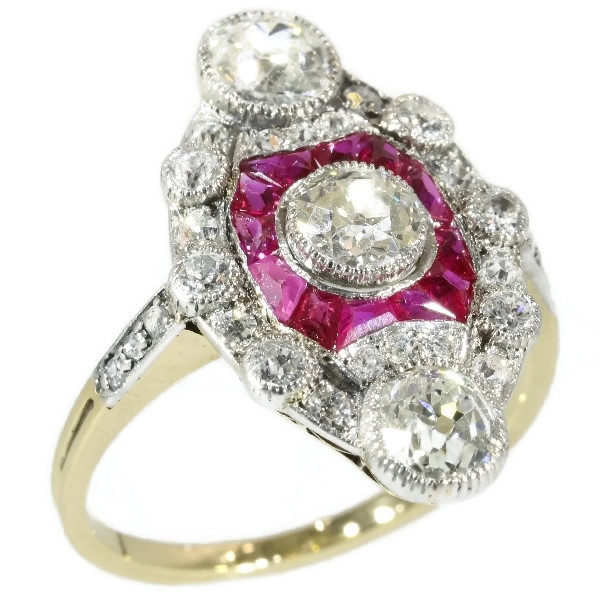 Antique Belle Epoque Diamond Ruby Ring