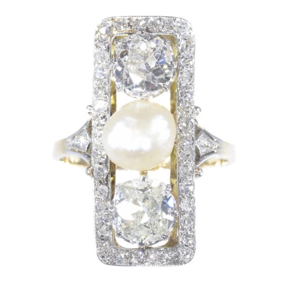 Antique Belle Époque Pearl Diamond Ring