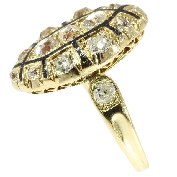 Antique Georgian Diamond Enamel Gold Ring