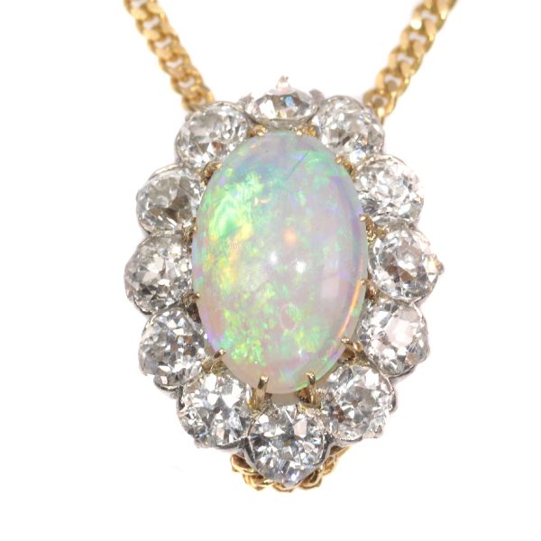 Antique Victorian Opal Diamond Conversion Ring and Pendant