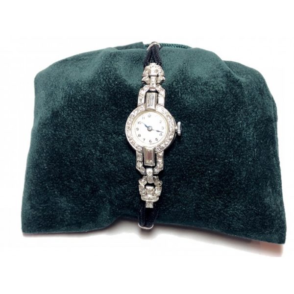 Art Deco Cocktail Diamond Platinum Watch