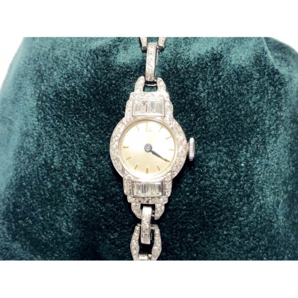 Art Deco Diamond Platinum Cocktail Wristwatch