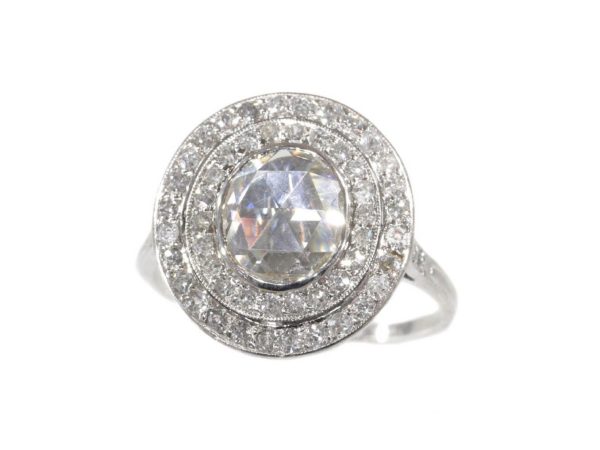 Diamond Art deco rose cut ring Cluster ring