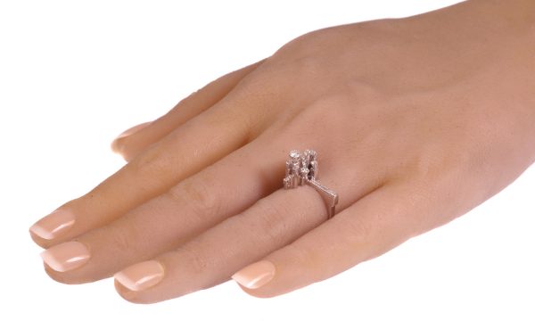 French Modernist Diamond Platinum Ring