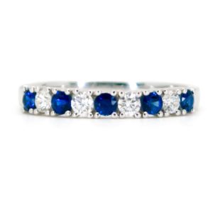 Modern Sapphire Diamond Half Eternity Ring